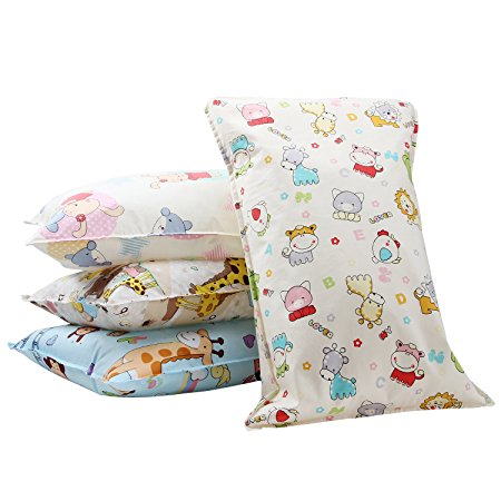 Biubee 4 pack Nursery Pillow Case (12"x20") - Natural Cotton Pillow Cover for Baby and Toddler
