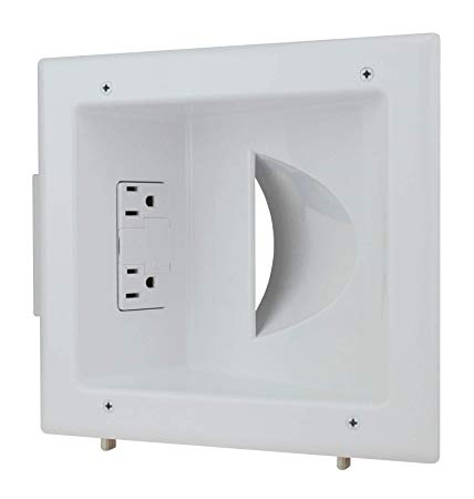 Datacomm 45-0041-WH Recessed Low Voltage Media Plate with Duplex Surge Suppressor, White