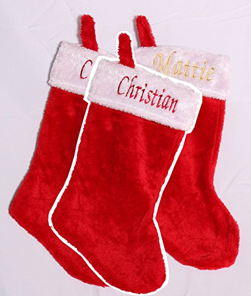 SET OF 3 ~ PERSONALIZED EMBROIDERED Christmas Stockings ~ Classic