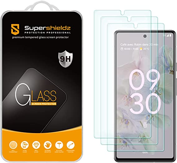 (3 Pack) Supershieldz Designed for Google Pixel 6a Tempered Glass Screen Protector, Anti Scratch, Bubble Free
