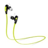 WONFAST QCY QY7 Mini Lightweight Wireless Stereo Sweatproof Sportsrunning and Gymexercise Bluetooth Earbuds Headphones Headsets with Microphone apt-X A2DP Noise Canceling for Iphone 5s 5c 4s 4 6 6 Plus  Ipad 2 3 4 New Ipad Air Ipod Android Samsung Galaxy Smart Phones Bluetooth Devices blackgreen