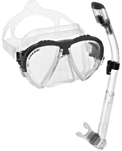 Cressi Matrix Scuba Snorkeling Dive Mask with Dry Snorkel Set