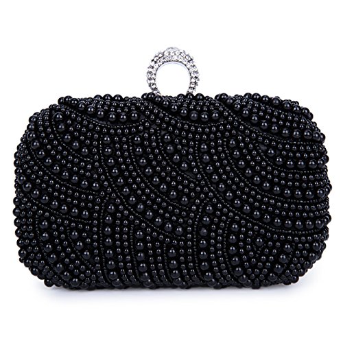 Chichitop Womens Luxury Special Crystals Beaded Pearl Evening Clutch Bag