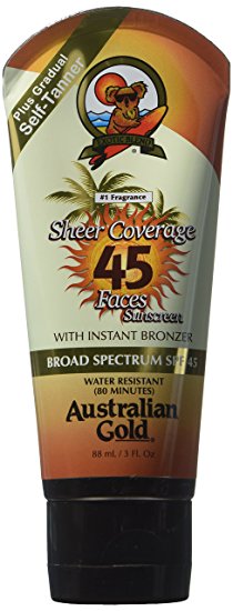 Australian Gold Faces Sheer Coverage Kona Infused, SPF 45 3 fl oz (88 ml)