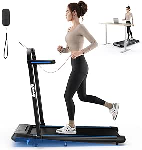 Goplus 2 in 1 Folding Treadmill with Incline, 3.0HP Walking Pad, 265lb Capacity Under Desk Treadmill with Remote Control, APP and LED Display, Portable Foldable Treadmills for Home and Office