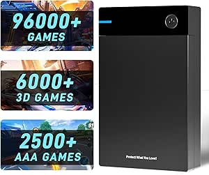 Kinhank 12TB Retro Gaming Hard Drive with 96000  Classic Games, Compatible with 400  Emulators, 6000 3D Games, Portable Game Hard Drive Compatible with Win 7/8/10/11