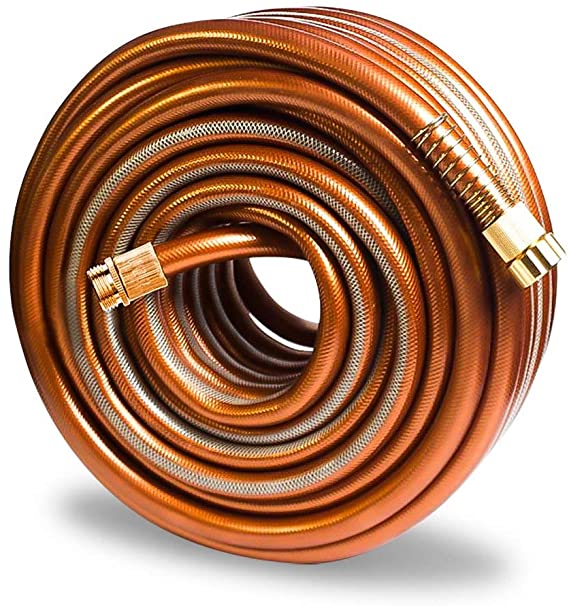 Greenbest Garden/Farm/Water Hose, Heavy Duty Kink Free, for Watering Lawn, Yard, Garden, Car Washing, Pet and Home Cleaning. 5/8 inch x 25, 50, 75 and 100 ft (Color: Coffee Gold) (50ft)