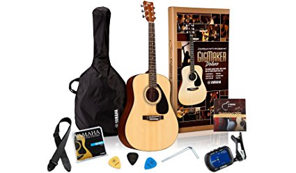 Yamaha Gigmaker Deluxe Acoustic Guitar Package with Gig Bag, Tuner, Instructional DVD, Strap, Strings, and Picks - Natural