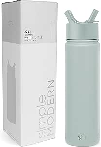 Simple Modern Water Bottle with Straw | Insulated Stainless Steel Thermos for Sports Gym | Summit Collection | 22oz | Sea Glass Sage