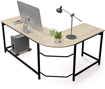 Teraves Modern L-Shaped Desk Corner Computer Desk Workstation Home Office Desk Study Writing Table