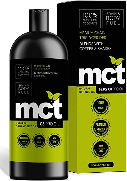 C8 MCT Pro Oil, 500ml | 99.8% Purity | Medium Chain Triglycerides | 100% Vegan | Non GMO | Blends with Coffee & Shakes by VO2 Nutrition