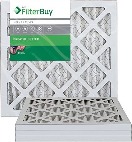 FilterBuy 6x12x1 MERV 8 Pleated AC Furnace Air Filter, (Pack of 4 Filters), 6x12x1 – Silver