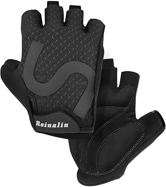 Reinalin Fingerless Cycling Gloves for Men, Summer Bicycle Gloves with Anti-Slip Gel Pad, Breathable Half Finger Bike gloves, Mountain Bike Gloves for Men and Women