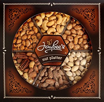 Jaybee's Nuts Gift Tray Extra Large - Great Corporate, Birthday or Holiday Gift - Cashews, Smoked Almonds, Mixed Nuts, Pistachios, Toffee & Honey Roasted Peanuts
