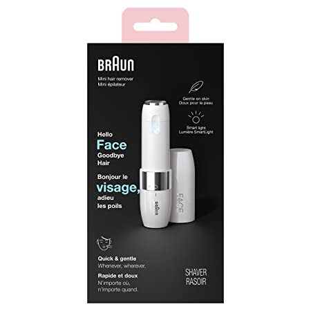 Braun Mini Hair Remover, Electric Facial Hair Removal for Women, Quick & Gentle, Finishing Touch for Upper Lips, Chin & Cheeks, for Easier Makeup Application, Ideal for On-the-Go, with Smartlight