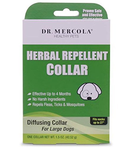 Herbal Repellent Collar For Dogs & Puppies - No Harsh Ingredients - Repels Fleas, Ticks, Mosquitoes - Dr. Mercola Healthy Pets - 1 Collar (Effective Up To 4 Months) (Large Dogs (Necks up to 27"))
