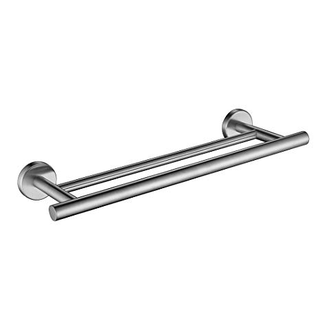 JQK Double Towel Bar, 12 Inch Stainless Steel Towel Rack Holder for Bathroom Washcloths and Hand towels, Brushed Wall Mount