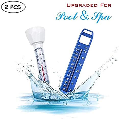 Large Floating Pool Thermometer 2Pack, Premium Water Temperature Thermometers with String Easy to Quickly Read, for Outdoor & Indoor Swimming Pools, Spas, Hot Tubs, Jacuzzis & Aquariums(White & Blue)