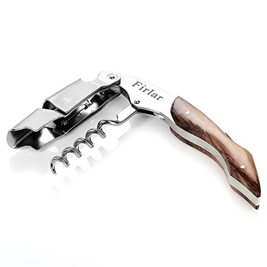 Firlar Waiters Corkscrew Premium Rosewood All-in-one Bottle Rouge Wine Opener and Foil Cutter