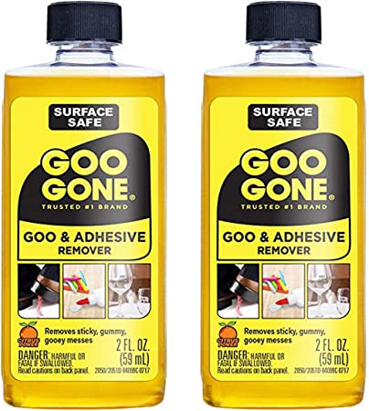 Goo Gone Original - 2 Ounce - TWO PACK - Surface Safe Adhesive Remover Safely Removes Stickers Labels Decals Residue Tape Chewing Gum Grease Tar