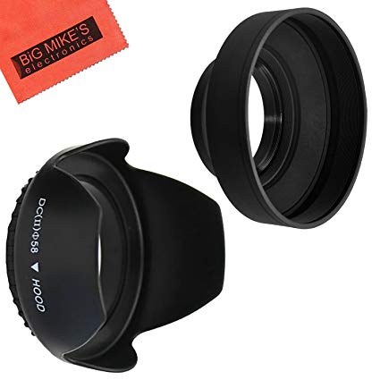 58mm Tulip Flower Lens Hood   58mm Soft Rubber Lens Hood for Select Canon, Nikon, Olympus, Panasonic, Pentax, Sony, Sigma, Tamron SLR Lenses, Digital Cameras and Camcorders   MicroFiber Cleaning Cloth