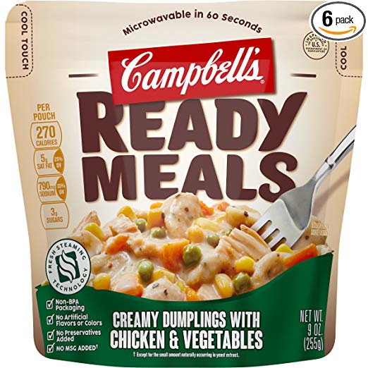 Campbell's Ready Meals, Creamy Dumplings with Chicken & Vegetables, 9 Ounce (Pack of 6)