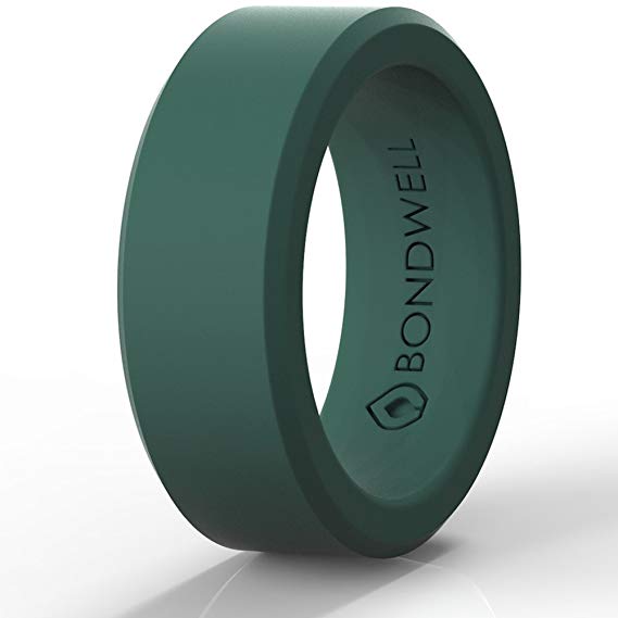Bondwell BEST SILICONE WEDDING RING FOR MEN Protect Your Finger & Marriage Safe, Durable Rubber Wedding Band for Active Athletes, Military, Crossfit, Weight Lifting, Workout - 100% Guarantee