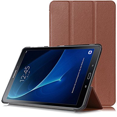Tab A 10.1 (No S Pen) Case - HOTCOOL Ultra Slim Lightweight Stand Auto Wake/Sleep Feature Cover Case For Samsung Galaxy Tab A 10.1 (No S Pen) SM-T580 Tablet, Brown