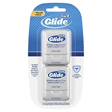 Oral-B Glide Pro-Health Deep Clean Dental Floss, Cool Mint, 40 M, Pack of 2