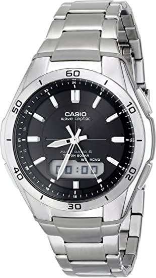 Casio Men's WVA-M640D-1ACR Wave Ceptor Analog-Digital Display Quartz Silver Watch