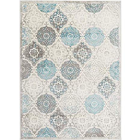 Home Dynamix Boho Andorra Bohemian Area Rug, Transitional Gray/Aqua/Ivory 9'2"x12'5"