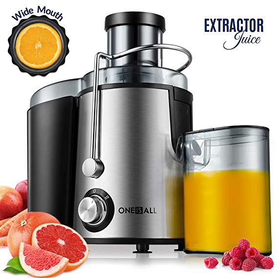 Juicer, Oneisall Juice Extractor with Anti-Drip Spout, Ultra Fast Extract Centrifugal Juicer for Fruits and Vegetables, Easy to Clean plus Quiet Motor & Non-Slip Feet, Stainless Steel & BPA Free
