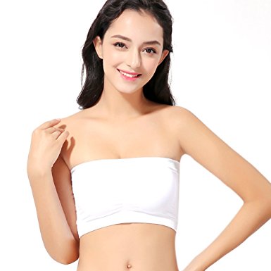 HaloVa Women's Strapless Bra, Padded Stretch Seamless Bandeau Tube Bra Top for Women Girls, Comfortable and Breathable