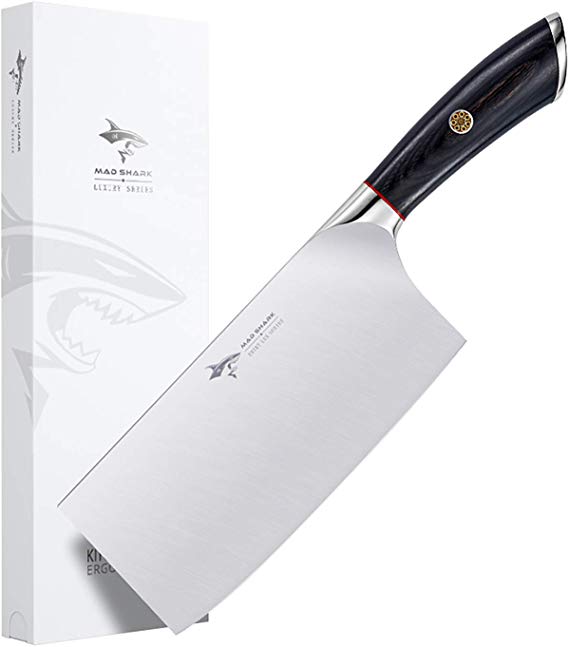 Cleaver Knife - MAD SHARK Pro Kitchen Knife 7 Inch Chinese Chefs Knife, German High Carbon Stainless Steel Meat Cleaver Knife with Ergonomic Handle, Ultra Sharp, Mens Choice for Home Kitchen