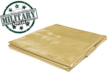 PVC Vinyl Cover Waterproof UV Resistant Heavy Duty Vinyl Tarp 13oz 18 Mil -TAN (12x16)