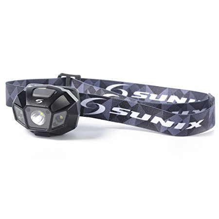 Sunix NEW! Ultra-Bright High Power CREE LED Headlamp Flashlight Torch with 2000mAh Lithium Rechargeable Battery--- 297% Longer Battery Life! Adjustable White, Red, and Strobe Light Ideal for Camping, Running, Hunting, Reading, Fishing and Other Outdoor Activities Black