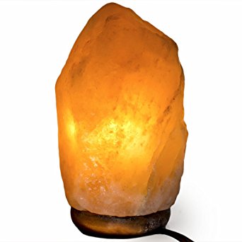 Fantasia Lighting: #TOP11 - Top Grade 7" to 8" Natural Himalayan Salt Lamp with Dimmer Switch, Crafted Wood Base, UL Certified Cord and Bulb - Maximum Ionic Air Purifying Benefits