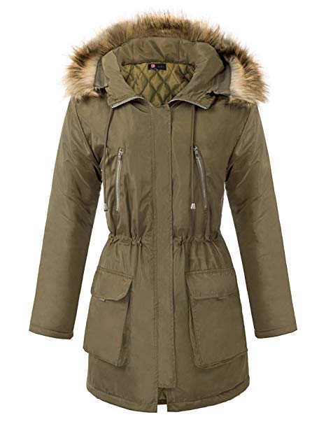 KANCY KOLE Women’s Thickened Parka Jacket Faux Fur Hooded Winter Warm Coat S-XXL