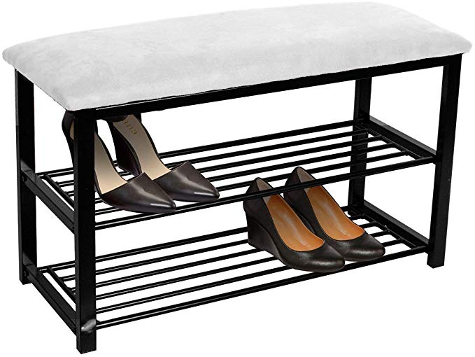 Sorbus Shoe Rack Bench – Shoes Racks Organizer – Perfect Bench Seat Storage for Hallway Entryway, Mudroom, Closet, Bedroom, etc (White/Black)