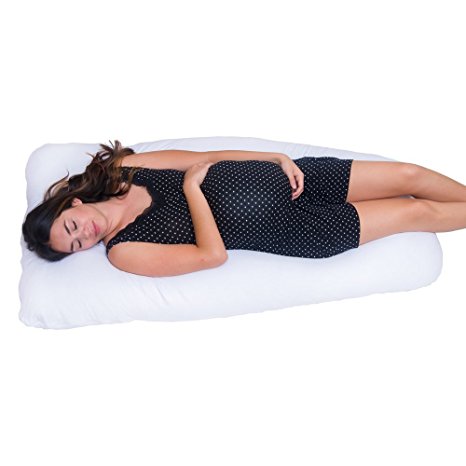 Meiz Unique U-Shaped Pregnancy Pillow - Full Body Maternity Pillow for Side Sleeping - Come With Easy on-off Zippered Cotton Cover(White)