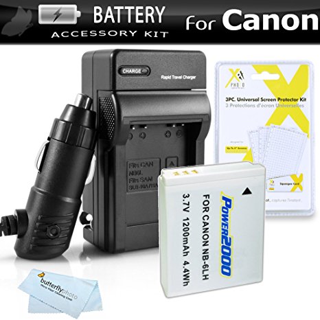 Battery And Charger Kit For Canon PowerShot Canon SX500 IS, SX510 HS, SX520 HS, SX530 HS, SX540 HS, SX170 IS, SX610 HS, SX710 HS, S120, D30 Digital Camera Includes Replacement NB-6L Battery   Charger