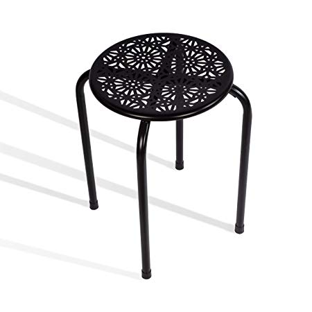 dar Living Daisy Metal Stool, Black (2-Pack)