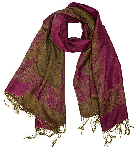 Peach Couture Women's Ravishing Reversible Jacquard Paisley Shawl Wrap Pashmina