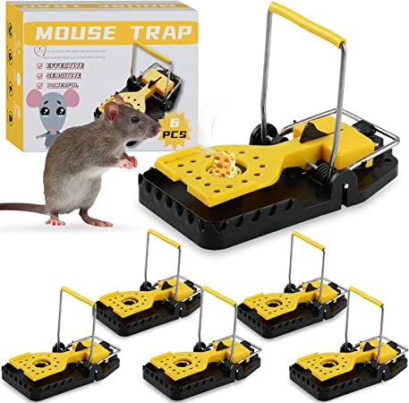 JCHOPE Mouse Trap, Large Rat Traps, Reusable MouseTraps for Indoor for Home, Powerful Quick Mice Traps, Effectively Eliminates Mice Squirrels Chipmunks with Bait Cup & Stronger Bites (6-Pack)