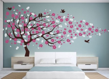 Nursery Vinyl Wall Decal Cherry Blossom Flower Tree Wall Decal Decals Child Wall Sticker Stickers Flowers Baby Girl Room Decor Children Kids K20
