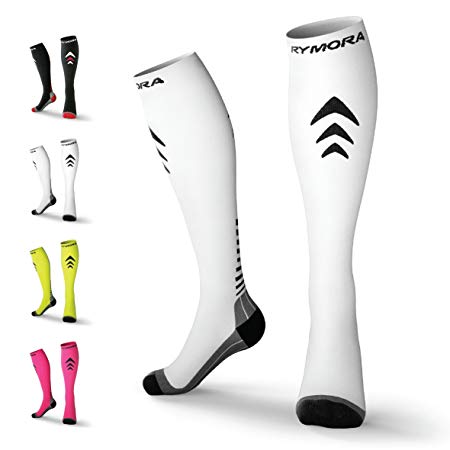 Rymora Compression Socks (Cushioned, Graduated Compression, Ergonomic fit for Men and Women, Seamless Toe Seams) (Ideal for Sports, Work, Flight, Pregnancy)