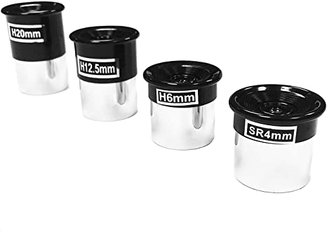 4 Piece Standard Telescope Eyepiece 1.25" Inch Set - 4 x Eye Pieces Lens 4mm, 6mm, 12mm and 20mm