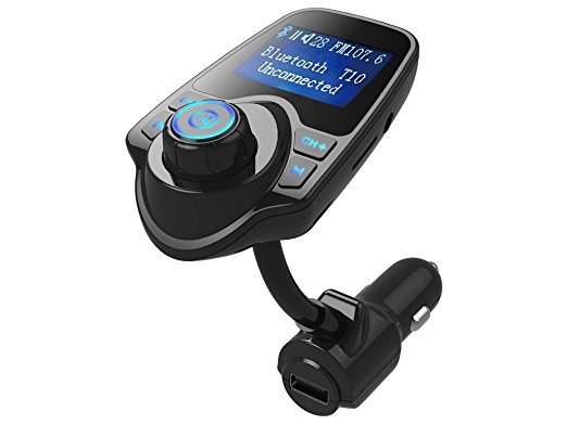 SolidPin Bluetooth Car Kit Wireless FM Transmitter MP3 Player with TF Card Slot & Hands Free Calling for iPhone iPod iPad Samsung Motorola Nokia LG Google Pixel Nexus Android Cell Phone - LCD Display