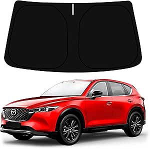 D-Lumina Windshield Sun Shade for Mazda CX-5 2017 2018 2019 2020 2021 2022 2023 CX5 Accessories, Foldable Front Window Sunshade Sun Visor Protector Block UV Rays Heat, Upgraded 3 Layers 240T Material