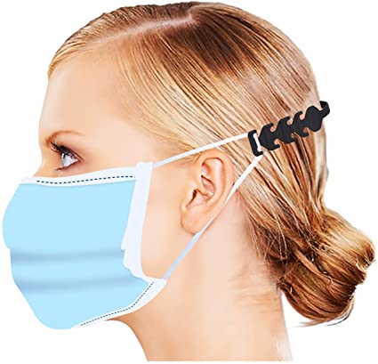 Labato Mask Extender Hooks Adjustable Mask Ears Saver Protector Cord Buckle, Mask Extension Holder Strap Relieves Discomfort in Your Ears, Compatible with All Masks and Kid Mask (Black, 5PCS)